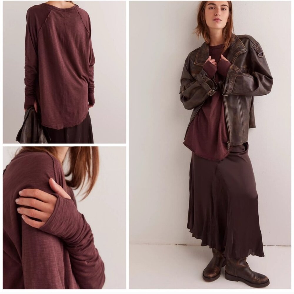 NWT FREE PEOPLE We The Free Washed ARDEN Longsleeve Tee